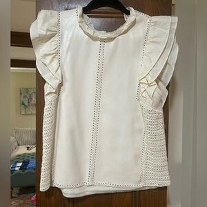 MELISSA NEPTON Cream Ruffle Sleeve Top